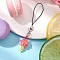 Glass Beaded Ice Cream Pendant Decorations, with Nylon Cord and Alloy Lobster Claw Clasps, Pearl Pink, 100mm
