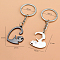 Alloy Couples Keychain, Cat, Gunmetal & Platinum, Pendant: 3.1x2.5~2.7cm