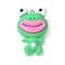 PVC Plastic Pendants, Frog with Red Lip, Lime Green, 52.5x32x21mm, Hole: 2mm