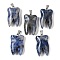 Natural Sodalite Pendants, Tooth Charms with Stainless Steel Color Stainless Steel Findings, 39.5~40x19~19.5x8~8.5mm, Hole: 3.5x6.5mm