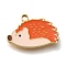 Ion Plating(IP) 304 Stainless Steel Enamel Pendants, Hedgehog Charm, Real 18K Gold Plated, Orange Red, 10.5x15.5x1.5mm, Hole: 1.4mm