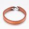 Cowhide Leather Bracelets, with Alloy S-Hook Clasps, Antique Silver, Camel, 7-7/8 inch(200mm), 10mm