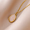 Natural Rose Quartz Irregular Oval Pendant 304 Stainless Steel Cable Chain Necklaces for Women, Real 18K Gold Plated, 14.96 inch(38cm)