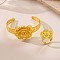 Flower Alloy Cuff Bangles & Rings Sets, Golden, Inner Diameter: 18mm