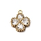 304 Stainless Steel Pendants, Clover, with Rhinestones, Golden, Clover, 13.5x11.5x2.5mm, Hole: 1.2mm