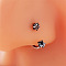 Double Star 304 stainless Steel Rhinestones Circular/Horseshoe Barbell Nose Rings, Stainless Steel Color, Jet, show in picture, Pin: 0.8mm, 20 Gauge