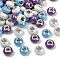 Opaque Resin European Beads, Large Hole Beads, Rondelle with Silver Color Plated Brass Cores, Mixed Color, 13.5x8.5mm, Hole: 4.5mm