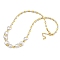 Rack Plating Brass Round Necklaces, ABS Plastic Pearl Heart Bib Necklaces for Women, Cadmium Free & Lead Free, Long-Lasting Plated, Real 18K Gold Plated, 18.19 inch(46.2cm)