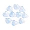 Baking Painted Transparent Glass Bead Caps, Flower, with Glitter Powder, Light Sky Blue, 11.5x12x3.5~4mm, Hole: 1.2mm, about 1750pcs/1000g