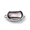 Rectangle Brass Box Clasps, with Black Shell, Platinum, 19.5x9.5x7mm, Hole: 1.2/1.4mm