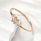 Flower Zinc Alloy with Crystal Rhinestone Bangles for Women, Golden, Inner Diameter: 2-3/8 inch(6cm)
