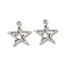 Alloy Pendants, Star Charms, Rack Plating, Cadmium Free & Lead Free, Platinum, 22x21x2mm, Hole: 1.6mm