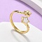 Brass Shell Cuff Rings for Women, Star, Real 16K Gold Plated, Inner Diameter: 19mm