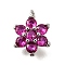 Brass Micro Pave Cubic Zirconia Pendants, Flower Charms, Platinum, 11x8x3.5mm, Hole: 1mm
