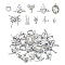 20Pcs 10 Styles Alloy with Rhinestone Pendants, Mixed Shapes, Platinum, 11~29x9~28x3.5~7.5mm, Hole: 1.2~2.2mm,  2pcs/style