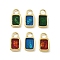 Epoxy Resin Charms, Rectangle, with Brass & Gold Foil, Rack Plating, Long-Lasting Plated, Lead Free & Cadmium Free, Real 18K Gold Plated, Mixed Color, 13.5x7x2mm, Hole: 2.8mm