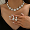 Flat Round Rhinestone Pendant Necklaces & Stud Dangle Earrings Sets, Crystal, 330mm