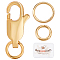 Brass Lobster Claw Clasps, with Jump Rings, Cadmium Free & Nickel Free & Lead Free, Oval, Real 18K Gold Plated, 12x6x3mm, Hole: 3.8mm, 20pcs