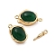 Brass Box Clasps, with Natural Agate, Oval, 11.5x19x9mm, Hole: 1.2mm