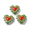 Handmade Lampwork Bumpy Beads Heart, with Enamel, Olive Drab, 16~17x18x7mm, Hole: 1.2mm