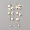 PP Plastic Imitation Pearl Flower Dangle Earrings, Alloy Chain Tassel Long Drop Earrings for Women, Light Gold, 102mm, Pin: 0.7mm