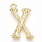 304 Stainless Steel Pendants, Letter Charms, Letter X, 22.5x13.5x3mm, Hole: 1.6mm