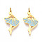 304 Stainless Steel Enamel Pendants, with Jump Ring & Rhinestone, Real 18K Gold Plated, Ballet Dancer Charm, Ion Plating(IP), Sky Blue, 22x13x1.5mm, Hole: 2.5mm