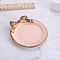 Round with Bowknot Porcelain Jewelry Plate, Storage Tray for Rings, Necklaces, Earring, Cosmetics, Pink, 100mm
