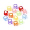 Spray Painted Transparent Acrylic Beads, Cube with Heart, Mixed Color, 7x6.5x6.5mm, Hole: 3.8~4mm,  about 2270pcs/500g