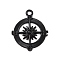 Alloy Pendants, Electrophoresis Black, Compass Pattern, 29x24x2.5mm, Hole: 2.5mm