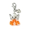 Angel Glass & Alloy Wing Pendant Decorations, with Zinc Alloy Lobster Claw Clasps, Antique Silver, Dark Orange, 42~45mm