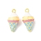 Brass Enamel Pendants, Golden, Ice Cream, 15.5x8mm, Hole: 1.2mm