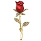 Rose Alloy Enamel Brooches, with Rhinestone Beads, Red, 62x24mm