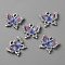 Alloy Crystal Rhinestone Pendants, Butterfly Charms with Gradient Color Transparent Resin, Platinum, Mauve, 14x16.5x4~4.5mm, Hole: 2mm