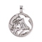 Non-Tarnish 201 Stainless Steel Pendants, Flat Round with Jesus, Stainless Steel Color, 32.5x30x2mm, Hole: 4x6mm