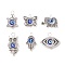 Lampwork Pendants, with Tibetan Style Alloy Findings, Evil Eye, Blue, 14~25x11~21x4mm, Hole: 3mm
