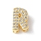 Brass Micro Pave Clear Cubic Zirconia Initial Multi-strand Links, Real 18K Gold Plated, Lead Free & Cadmium Free, Long-Lasting Plated, Rack Plating, Letter R, 10x5~9.5x4.5~5mm, Hole: 1.5~3.2x2~8mm