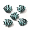 Handmade Porcelain Beads, Marine Fish, Sky Blue, 17~17.5x21x6.5mm, Hole: 2~2.5mm