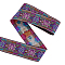 7M Ethnic Style Polyester Flower Embroidery Ribbon, Purple, 2 inch(50mm), about 7.66 Yards(7m)/pc