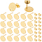60Pcs Textured Flat Round Ion Plating(IP) 304 Stainless Steel Ear Stud Findings, with Ear Nuts and Hole, Golden, 10mm, Hole: 1.2mm, Pin: 0.8mm