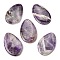 Natural Amethyst Big Pendants, Teardrop Charms, 53~55x33~35x6~7.5mm, Hole: 1~1.6mm