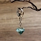 Natural Amazonite Chips Inside Resin Diamond Keychain, Pendant: 3x2.5cm