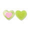 Acrylic Pendants, with Enamel and Glitter Powder, Heart Charm, Lime Green, 25.5x29x2mm, Hole: 1.5mm