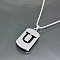 Rectangle with Laser Cut Letter 201 Stainless Steel Initial Pendant Necklaces, Stainless Steel Color, Letter U, 23.62 inch(60cm)