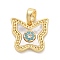 Brass Micro Pave Cubic Zirconia Pendents, with Shell Charms, Real 18K Gold Plated, 12.5x13.5x2.5mm, Hole: 5mm