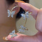 Alloy Rhinestone Cuff Earrings, Butterfly, Golden, 70x35mm