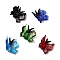 Transparent Lampwork Beads, Handmade Gold Foil Glass Beads, Butterfly, Mixed Color, 17~17.5x19~21x8.5mm, Hole: 1.5mm
