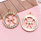 Zinc Alloy Crystal Rhinestone Pendants, Flat Round, Constellation, Light Gold, Pisces, 21x18mm