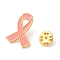Breast Cancer Awareness Pink Ribbon Enamel Pin, Alloy Badge for Backpack Clothes, Golden, 26.5x20.5x1.7mm