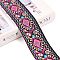 50 Yards Vintage Ethnic Style Polyester Flower Jacquard Ribbon for National Costumes and Accessories, Hot Pink, 1-5/8 inch(40mm)